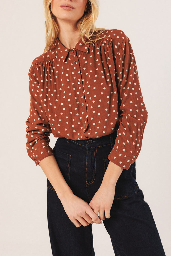 Camicia Indi and Cold ruggine pois panna
