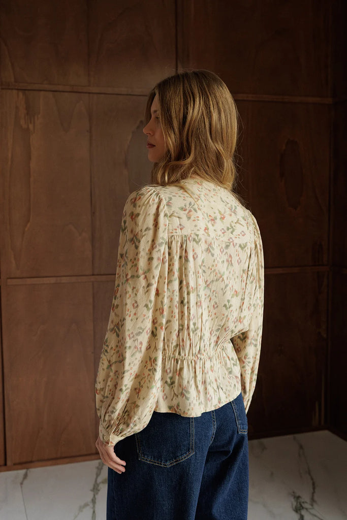 Camicia Indi and cold panna fantasia pastello a V
