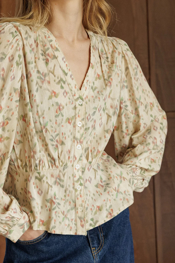 Camicia Indi and cold panna fantasia pastello a V