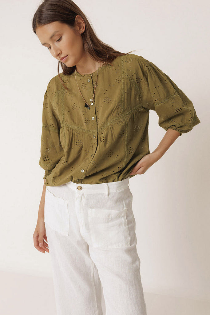 Camicia Indi and Cold sangallo oliva