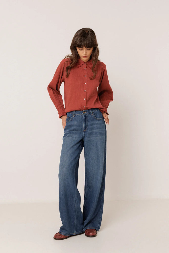 Camicia Indi and cold ruggine ricami