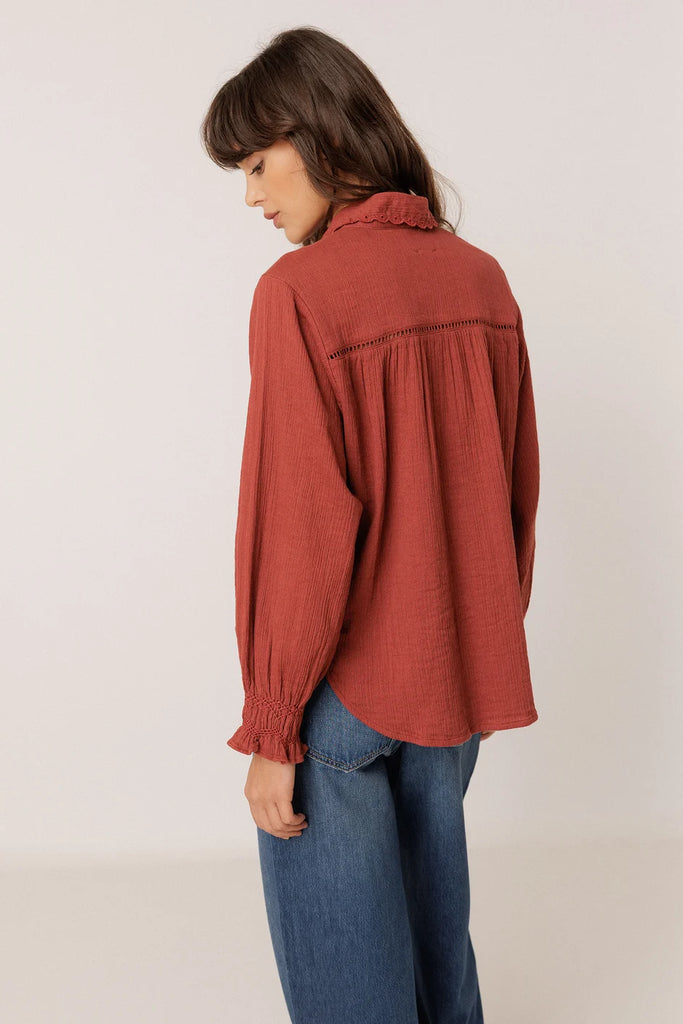 Camicia Indi and cold ruggine ricami