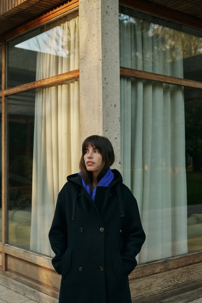 Cappotto Indi and Cold blu doppiopetto