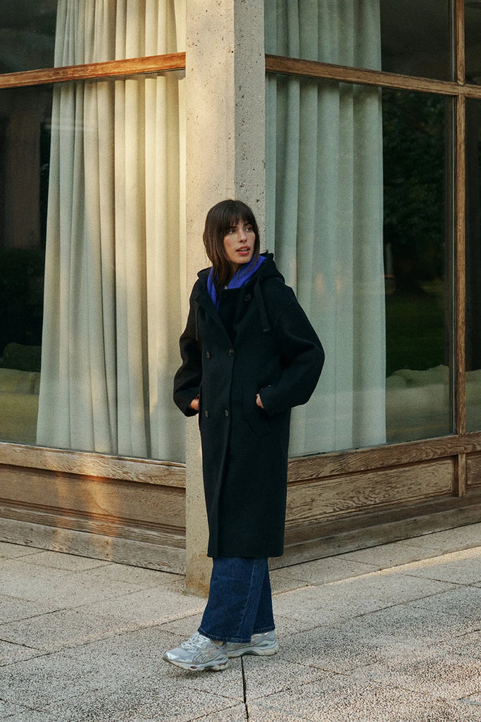 Cappotto Indi and Cold blu doppiopetto
