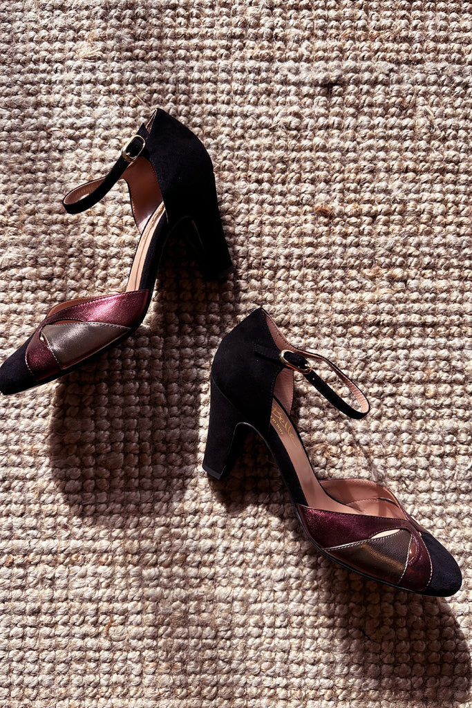 Maryjane La Belle Shoes intreccio lame bordeaux e fume