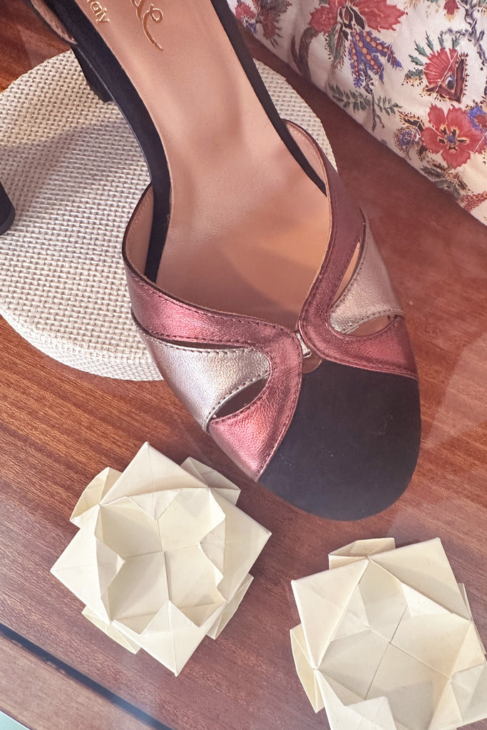 Maryjane La Belle Shoes intreccio lame bordeaux e fume