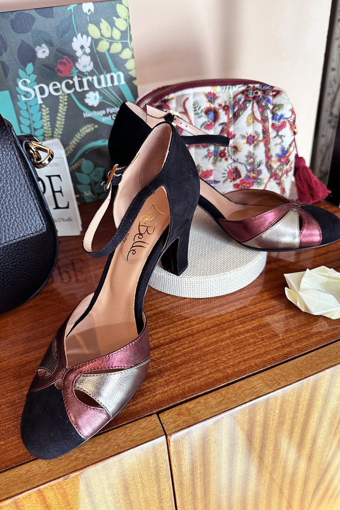 Maryjane La Belle Shoes intreccio lame bordeaux e fume