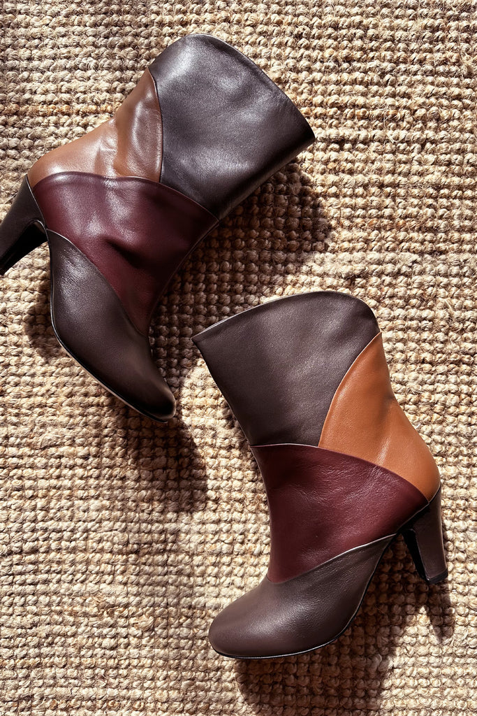 Stivali La Belle Shoes cioccolato patchwork