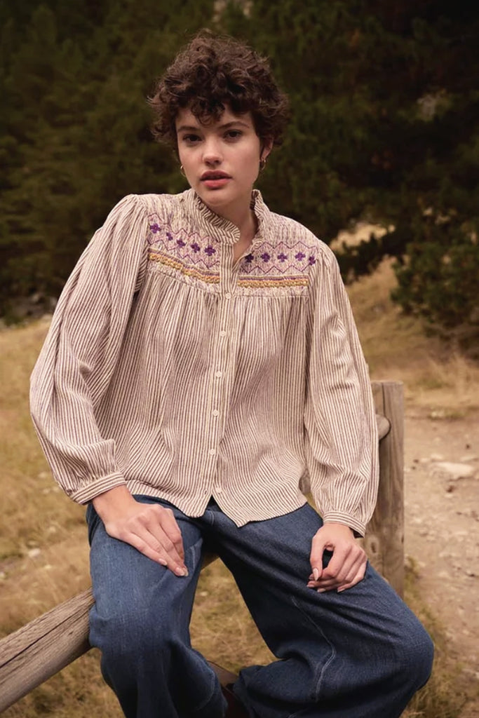 Camicia Louise Misha groffata con ricami