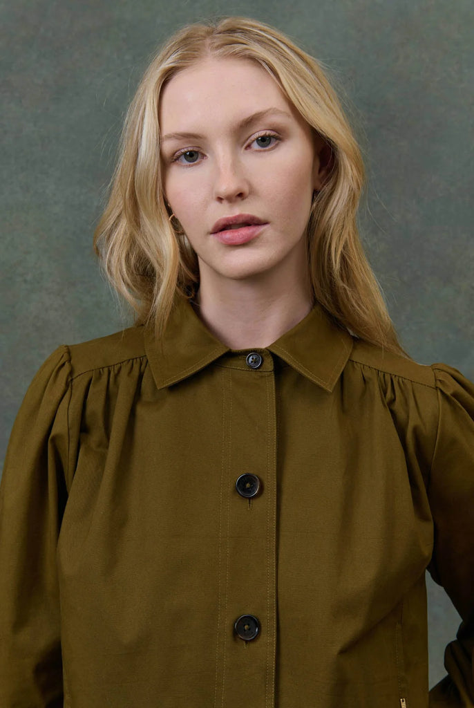 Giacca Louise Misha verde army colletto ecopelle