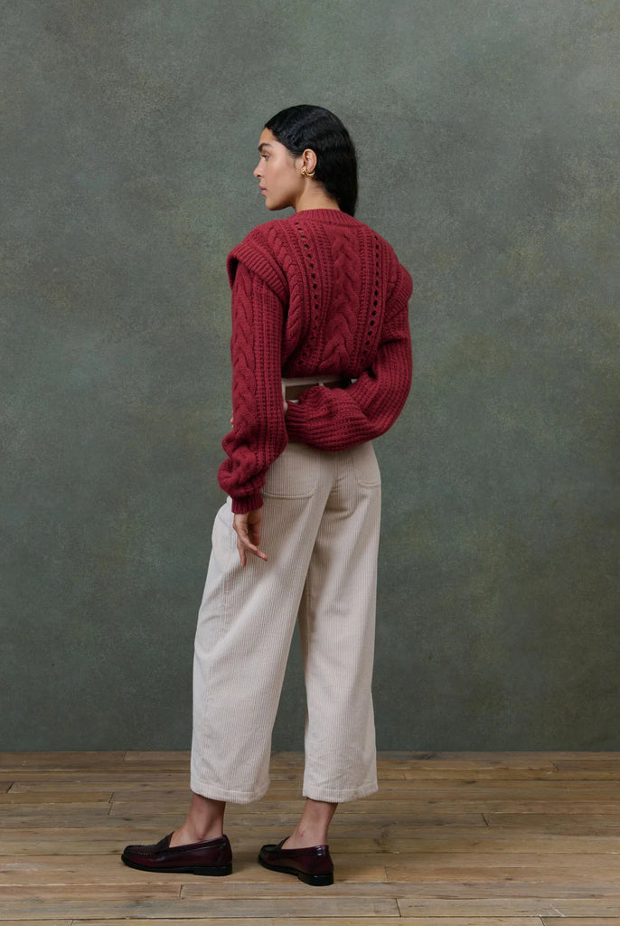 Maglione Louise Misha color vino a trecce