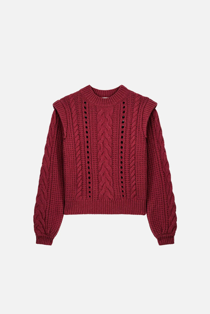 Maglione Louise Misha color vino a trecce