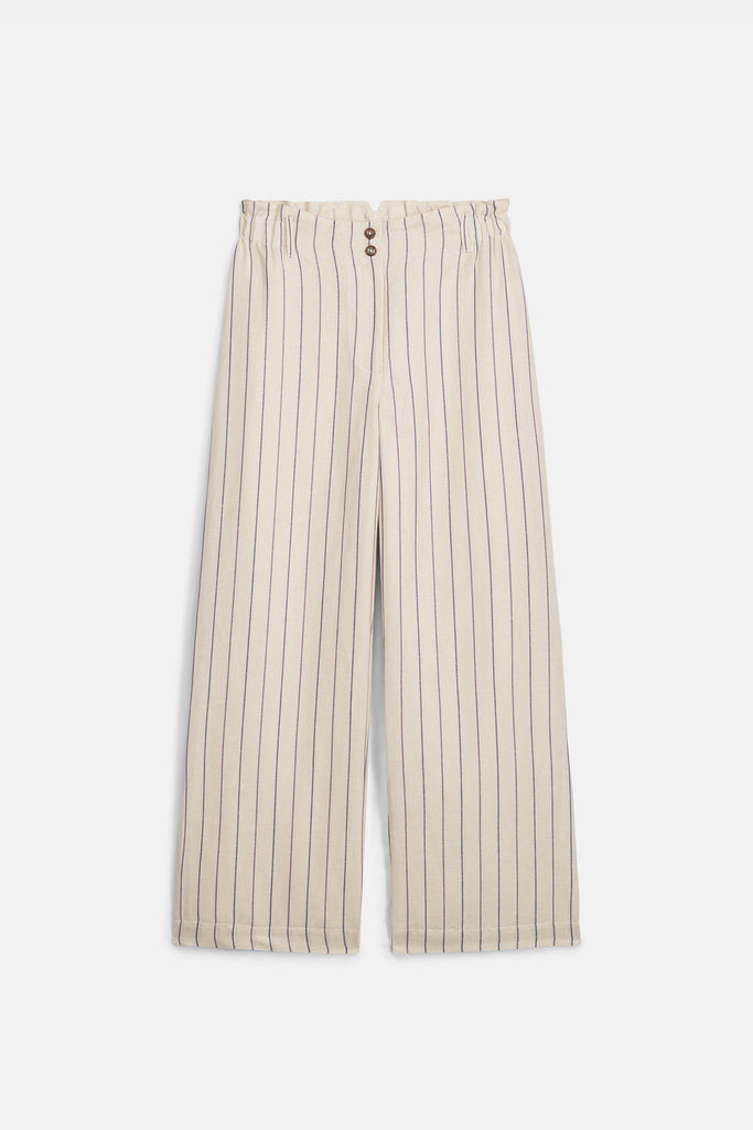 Pantaloni Louise Misha ecrù righe viola e blu