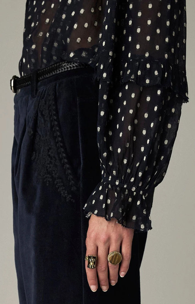 Camicia Maison Hotel blu pois oro