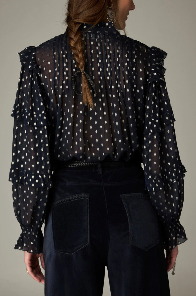 Camicia Maison Hotel blu pois oro