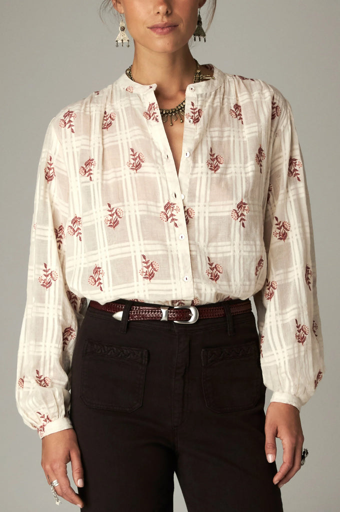 Camicia Maison Hotel panna fiori ruggine
