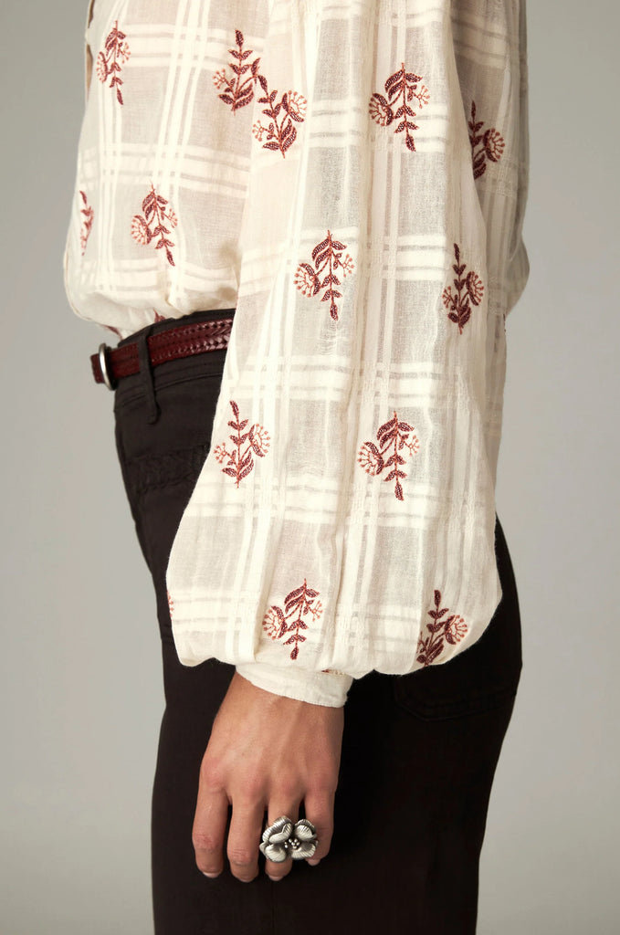 Camicia Maison Hotel panna fiori ruggine