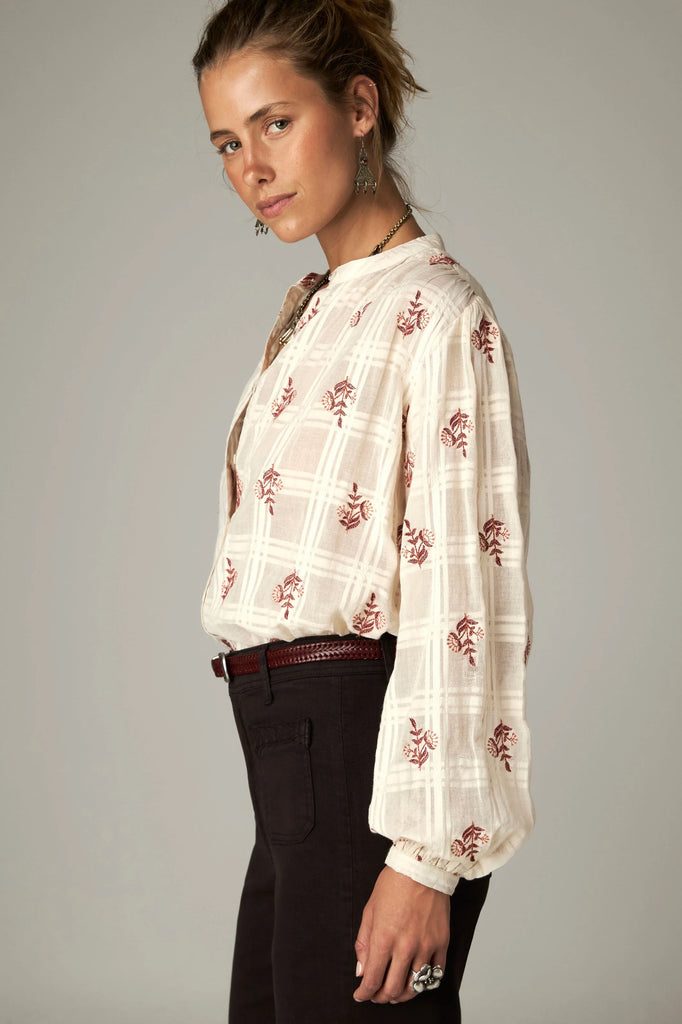 Camicia Maison Hotel panna fiori ruggine