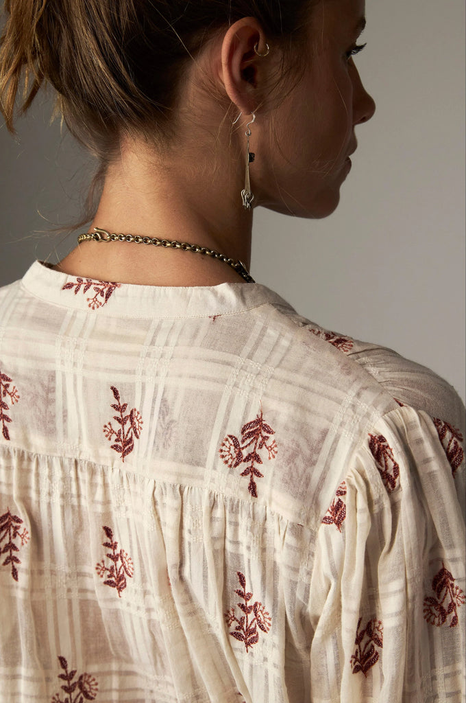 Camicia Maison Hotel panna fiori ruggine