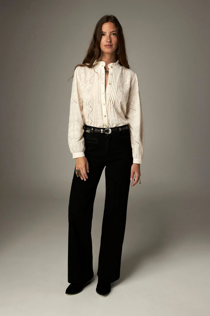 Camicia Maison Hotel burro ricami senza collo