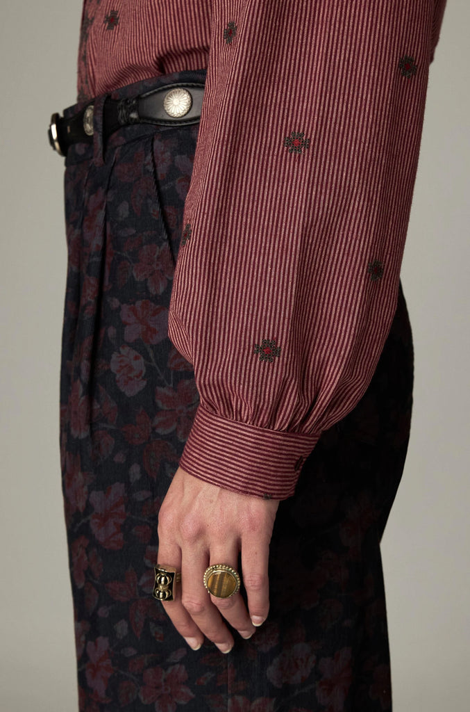 Camicia Maison Hotel wine ricami e righe