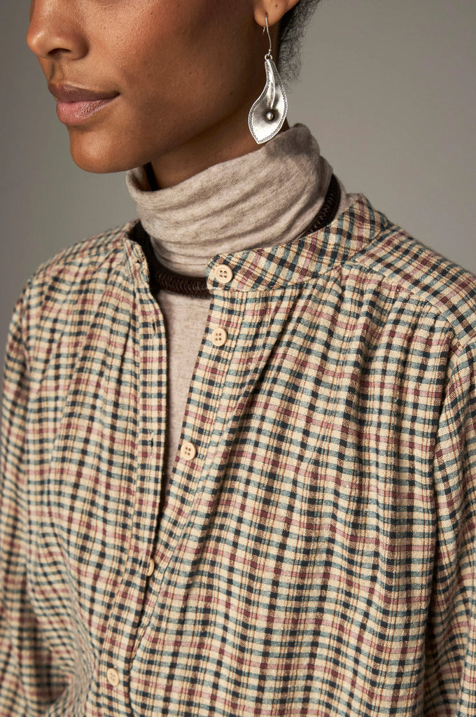 Camicia Maison Hotel check panna verde e melograno