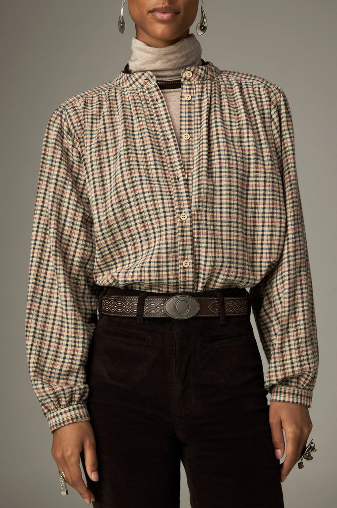 Camicia Maison Hotel check panna verde e melograno