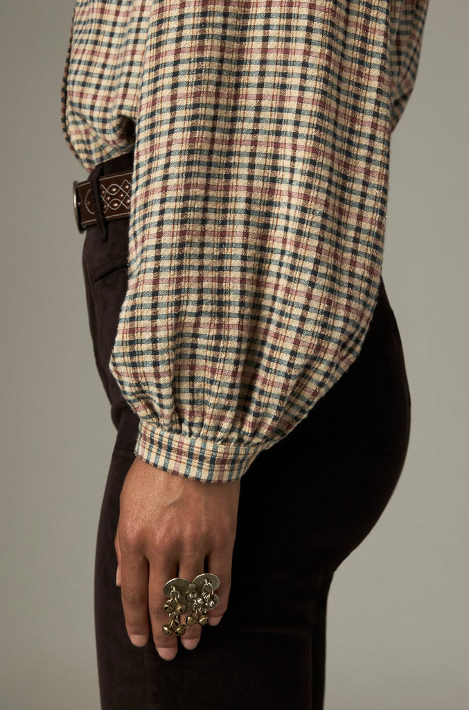Camicia Maison Hotel check panna verde e melograno