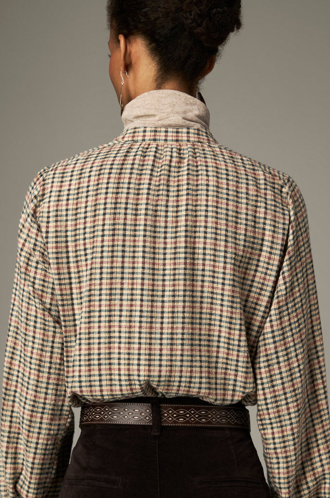 Camicia Maison Hotel check panna verde e melograno