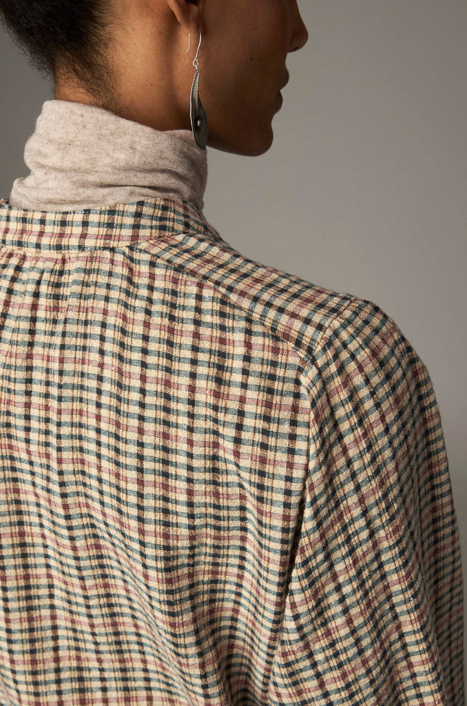 Camicia Maison Hotel check panna verde e melograno