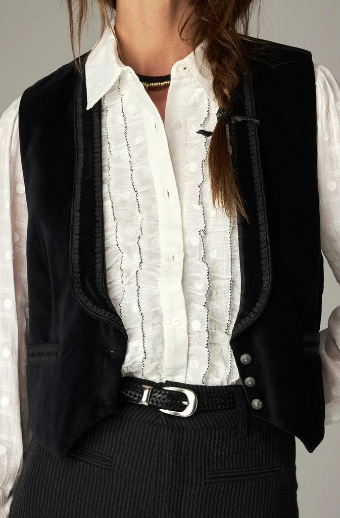 Gilet Maison Hotel velluto nero con ricami