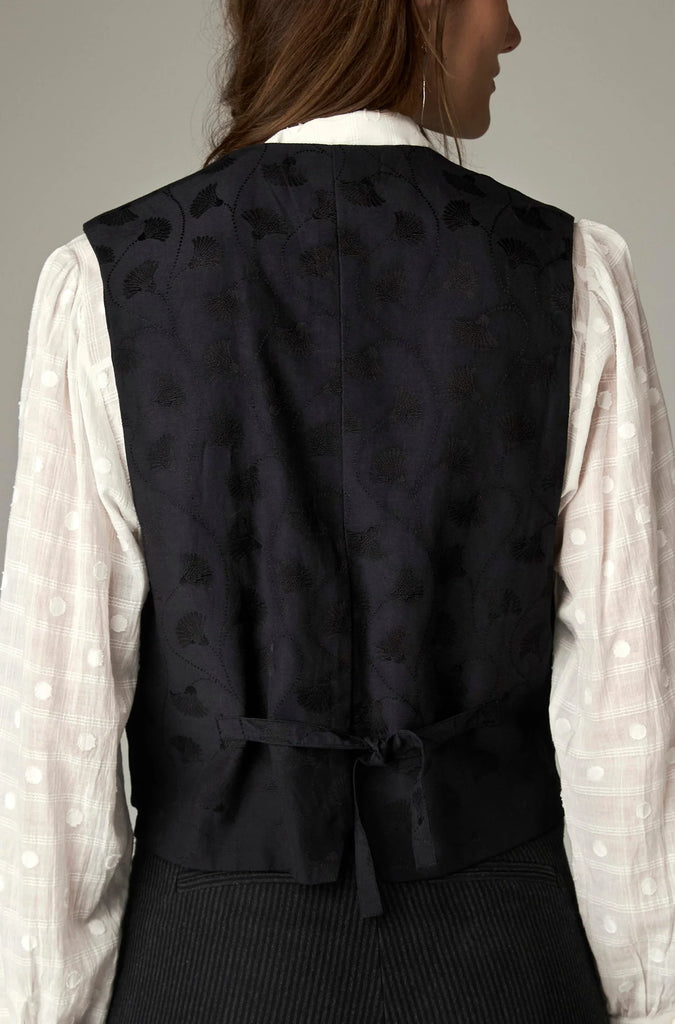 Gilet Maison Hotel velluto nero con ricami