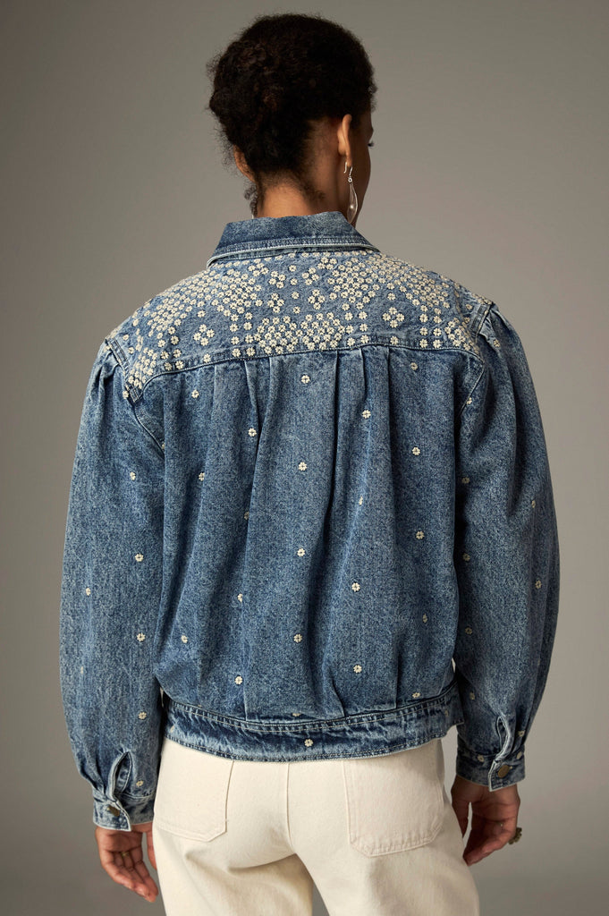 Giacca Maison Hotel denim con ricami e gilet teddy