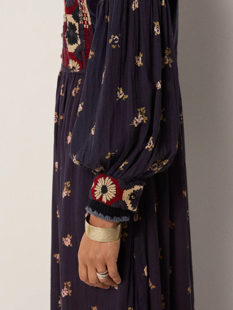 Abito Maison Hotel lungo blu e bordeaux