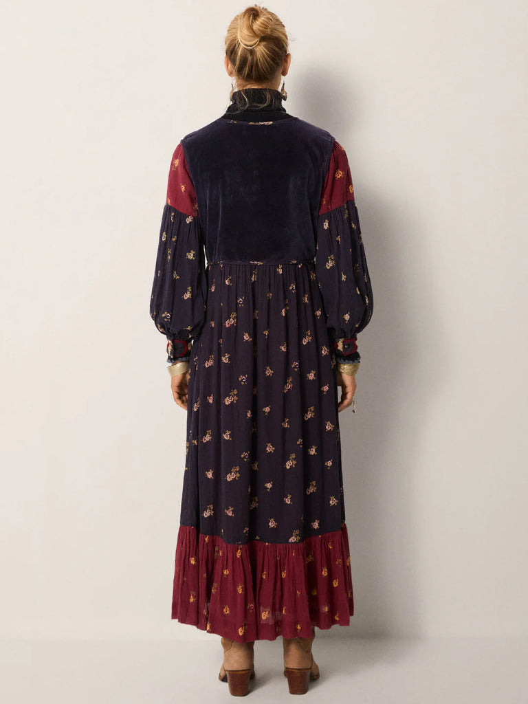 Abito Maison Hotel lungo blu e bordeaux