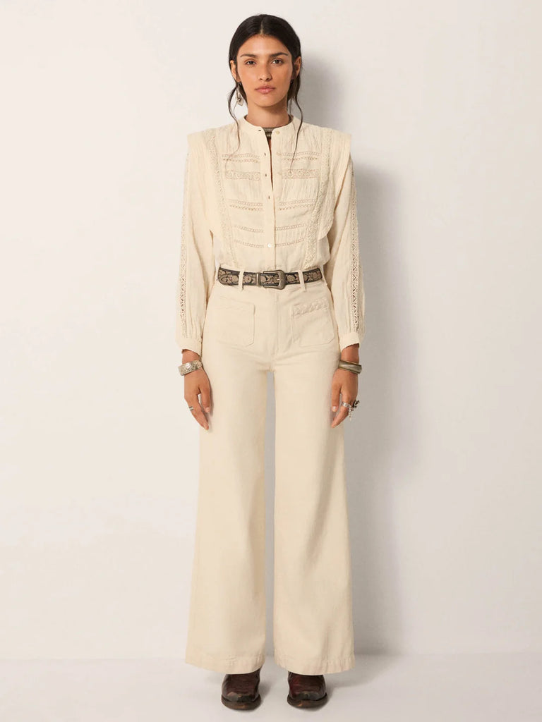 Camicia Maison Hotel burro plumetine e macramè