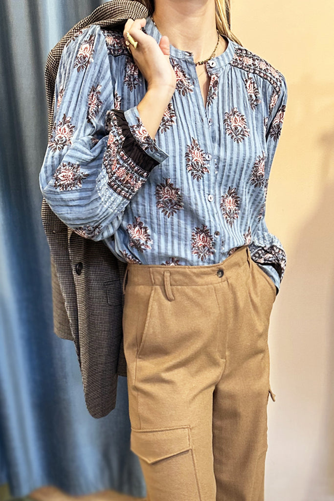 Camicia Maison Hotel carta da zucchero righe e fiori