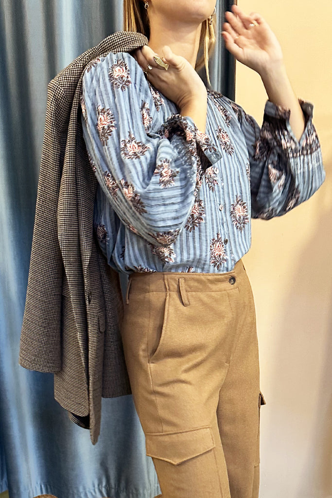 Camicia Maison Hotel carta da zucchero righe e fiori