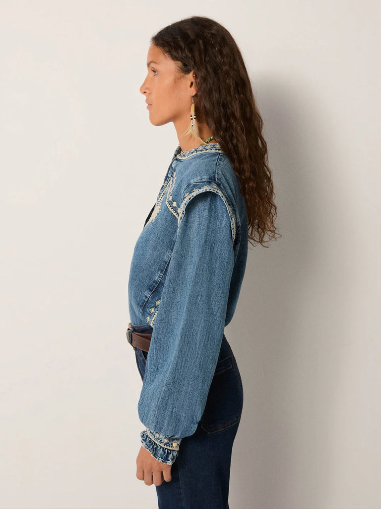 Camicia Maison Hotel denim ricami burro