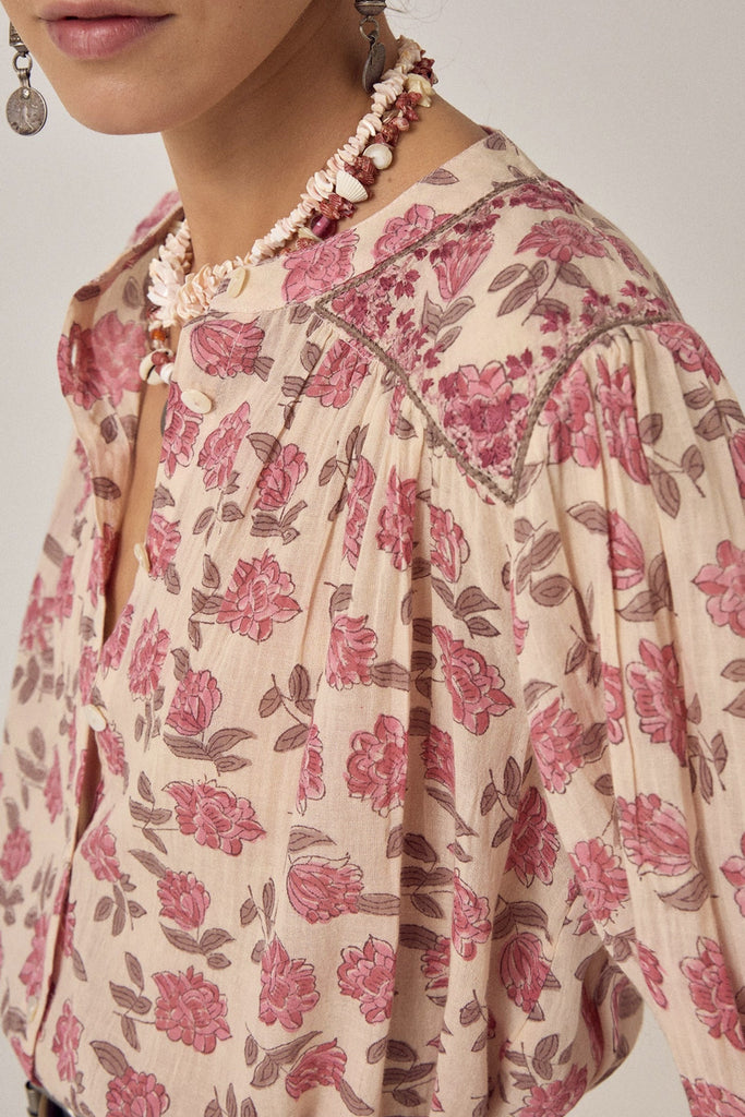 Camicia Maison Hotel fiori rosa blush