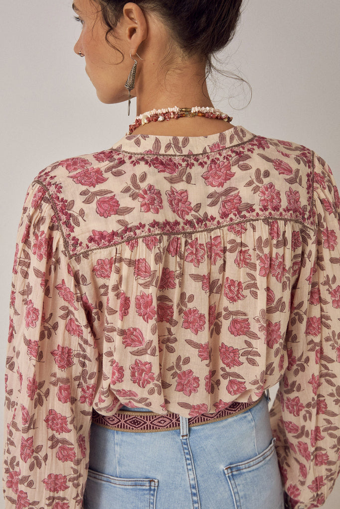 Camicia Maison Hotel fiori rosa blush