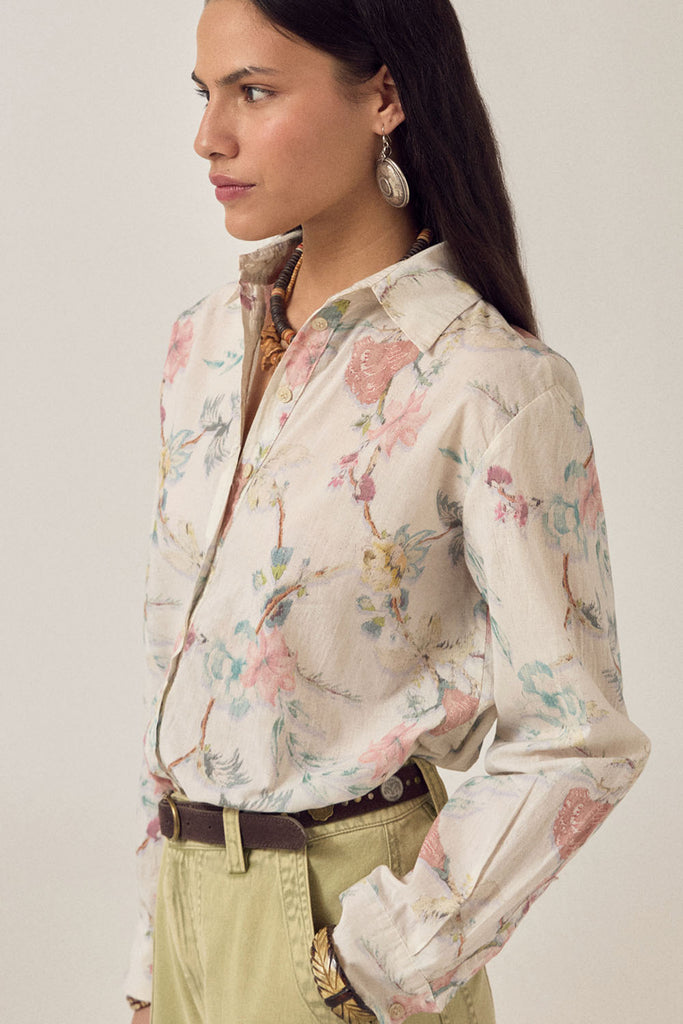Camicia Maison Hotel panna fiori pastello