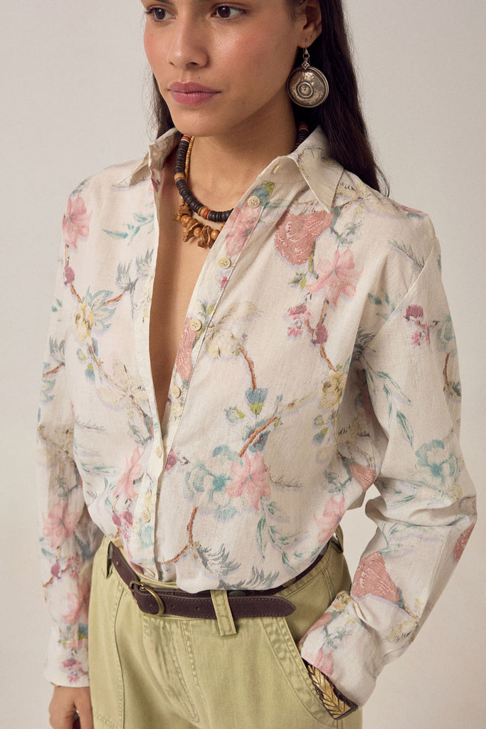 Camicia Maison Hotel panna fiori pastello