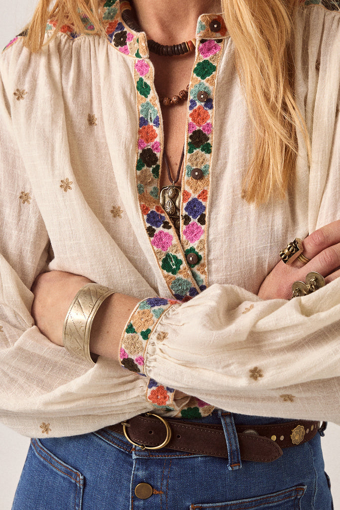 Camicia Maison Hotel ricami multicolor