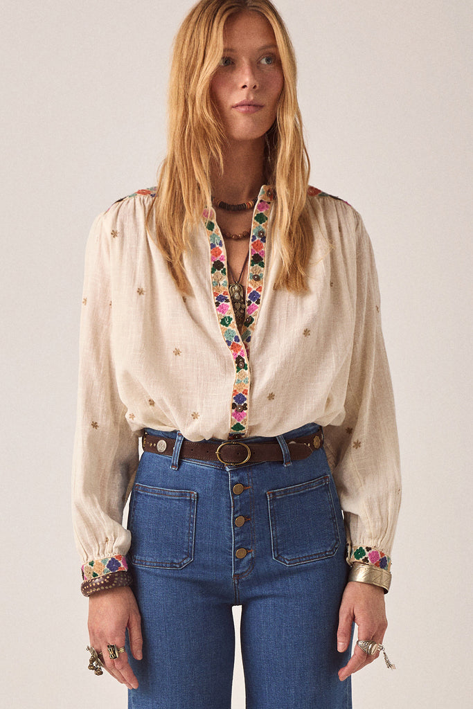 Camicia Maison Hotel ricami multicolor