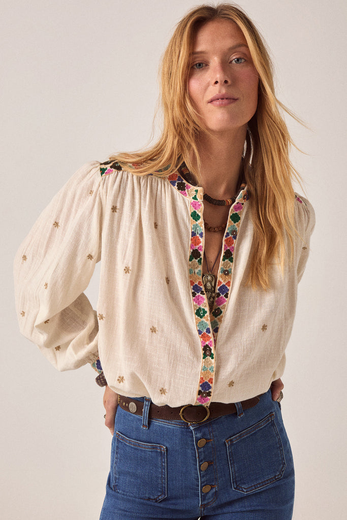 Camicia Maison Hotel ricami multicolor