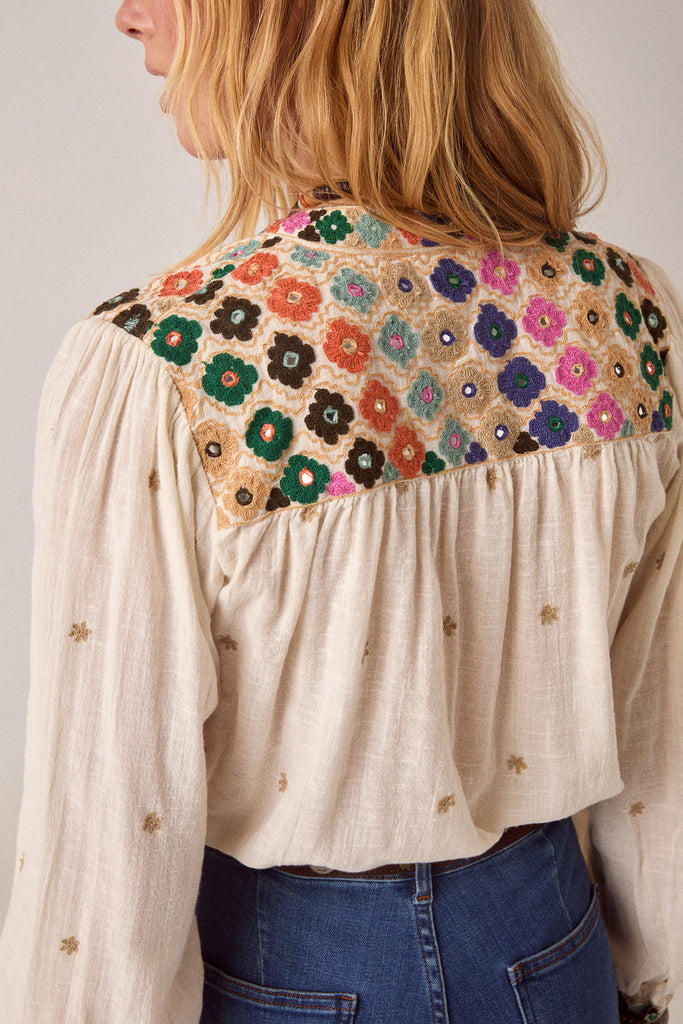 Camicia Maison Hotel ricami multicolor