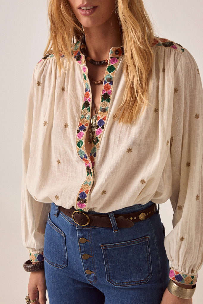 Camicia Maison Hotel ricami multicolor