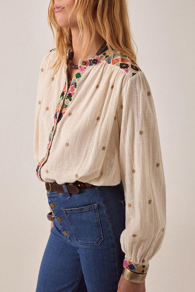 Camicia Maison Hotel ricami multicolor