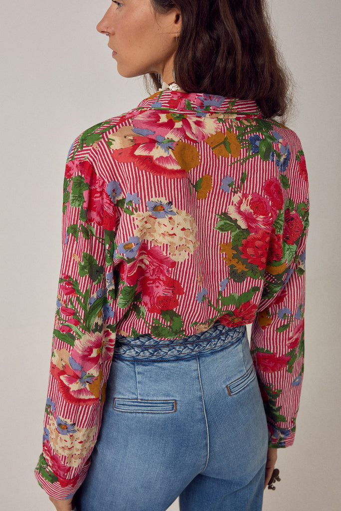 Camicia Maison Hotel righe rosse e fiori